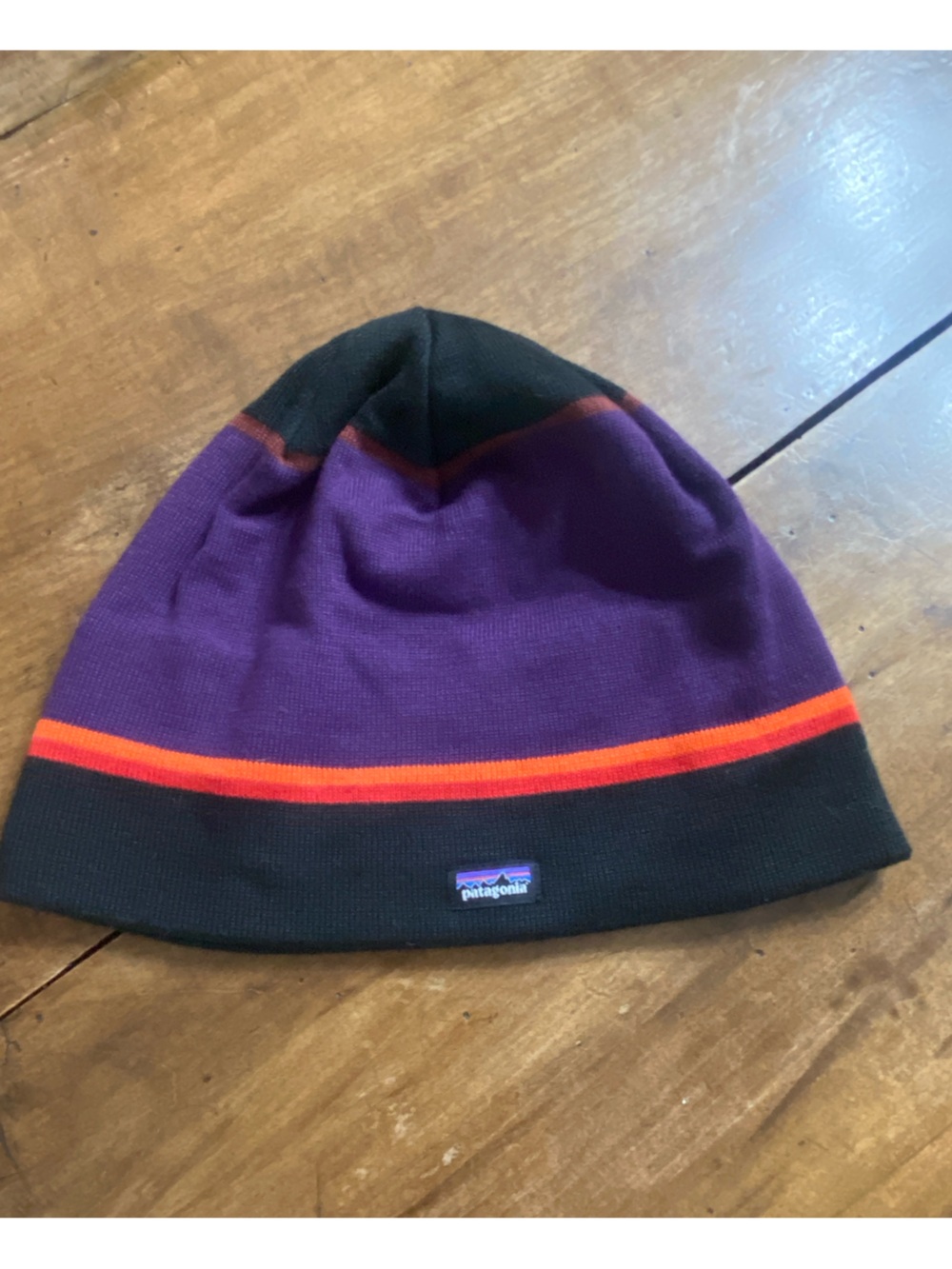 Patagonia  Purple, Black & Orange Stripe Knit Beanie
